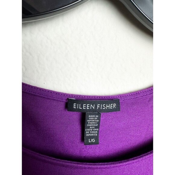 Eileen Fisher Plum Bateau NK Tunic Womens Purple Long Sleeve Asymmetrical Hem To - Picture 5 of 7